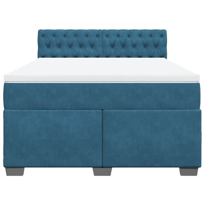 Boxspring met matras fluweel donkerblauw 140x190 cm