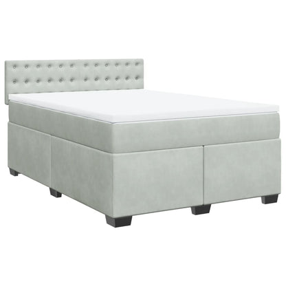 Boxspring met matras fluweel lichtgrijs 140x190 cm