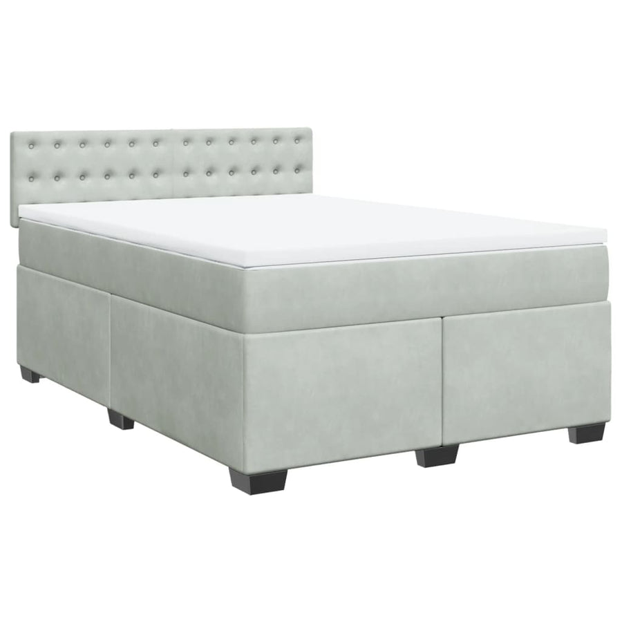 Boxspring met matras fluweel lichtgrijs 140x190 cm