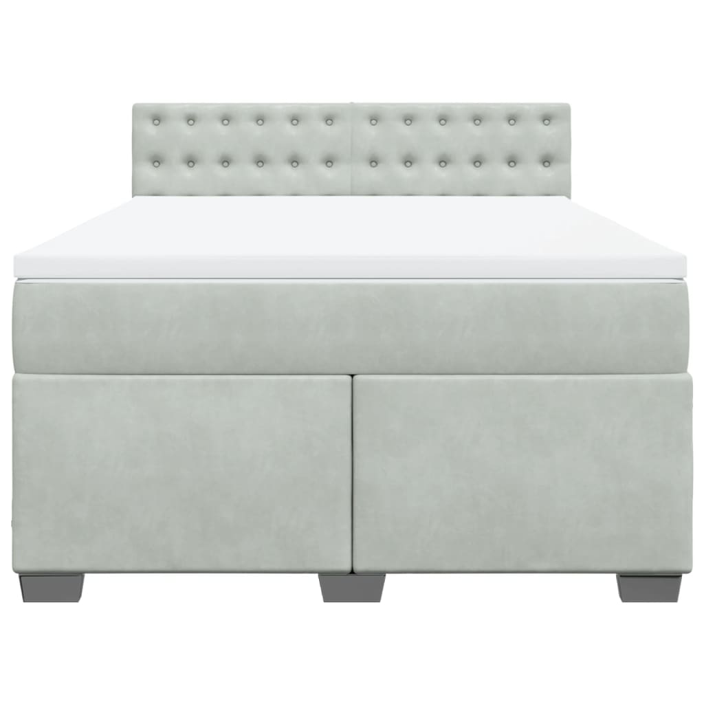 Boxspring met matras fluweel lichtgrijs 140x190 cm