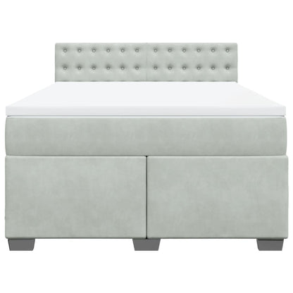 Boxspring met matras fluweel lichtgrijs 140x190 cm