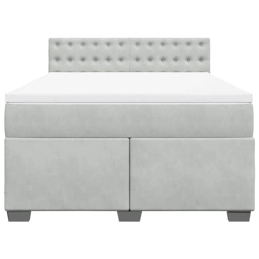 Boxspring met matras fluweel lichtgrijs 140x190 cm