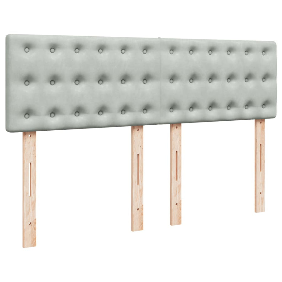 Boxspring met matras fluweel lichtgrijs 140x190 cm
