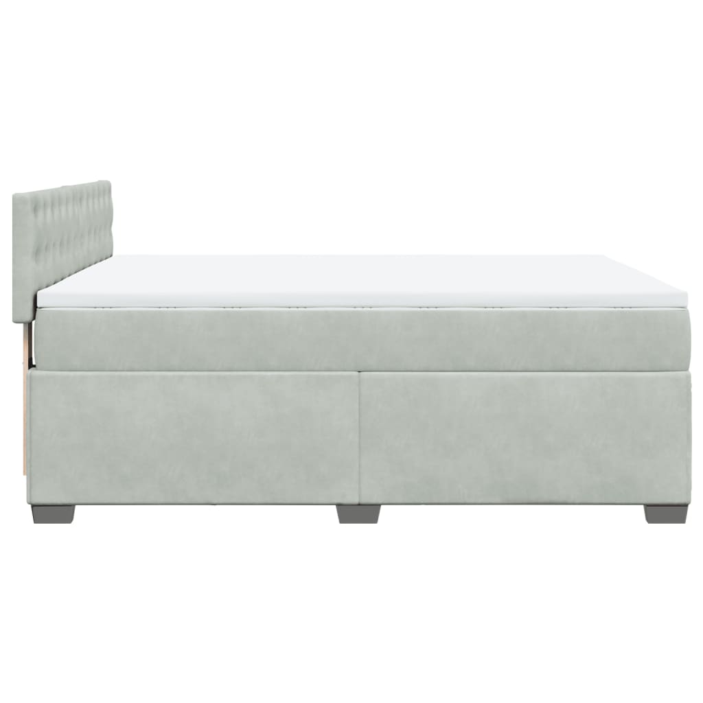 Boxspring met matras fluweel lichtgrijs 140x190 cm