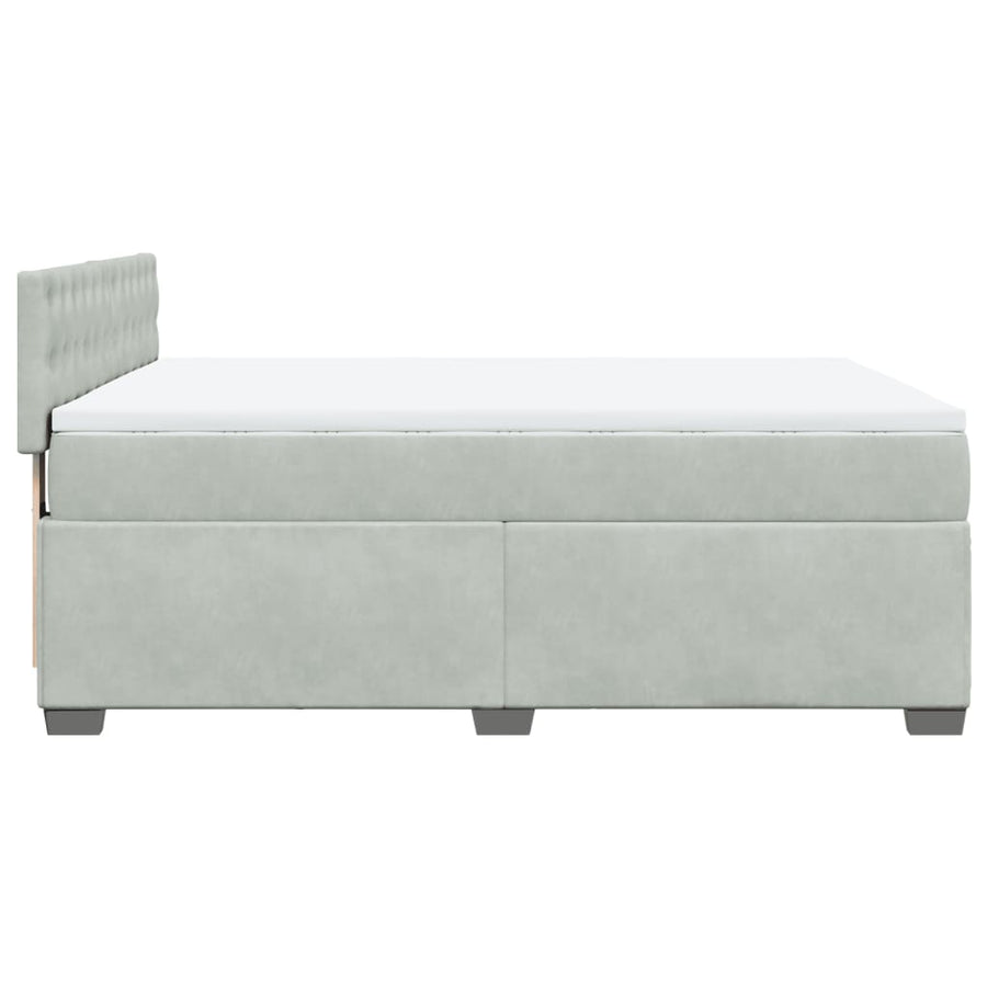 Boxspring met matras fluweel lichtgrijs 140x190 cm