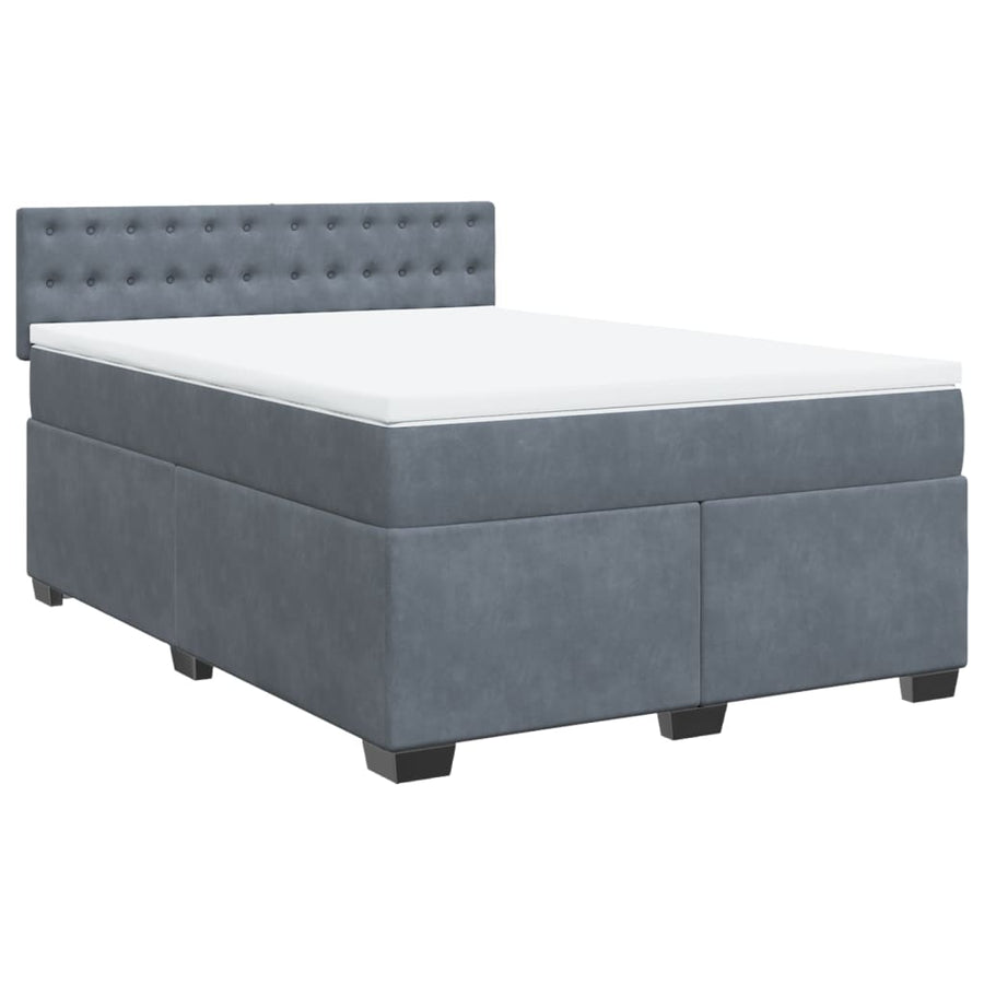 Boxspring met matras fluweel donkergrijs 140x190 cm