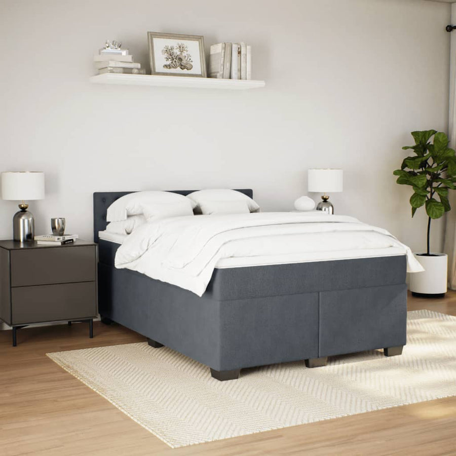 Boxspring met matras fluweel donkergrijs 140x190 cm