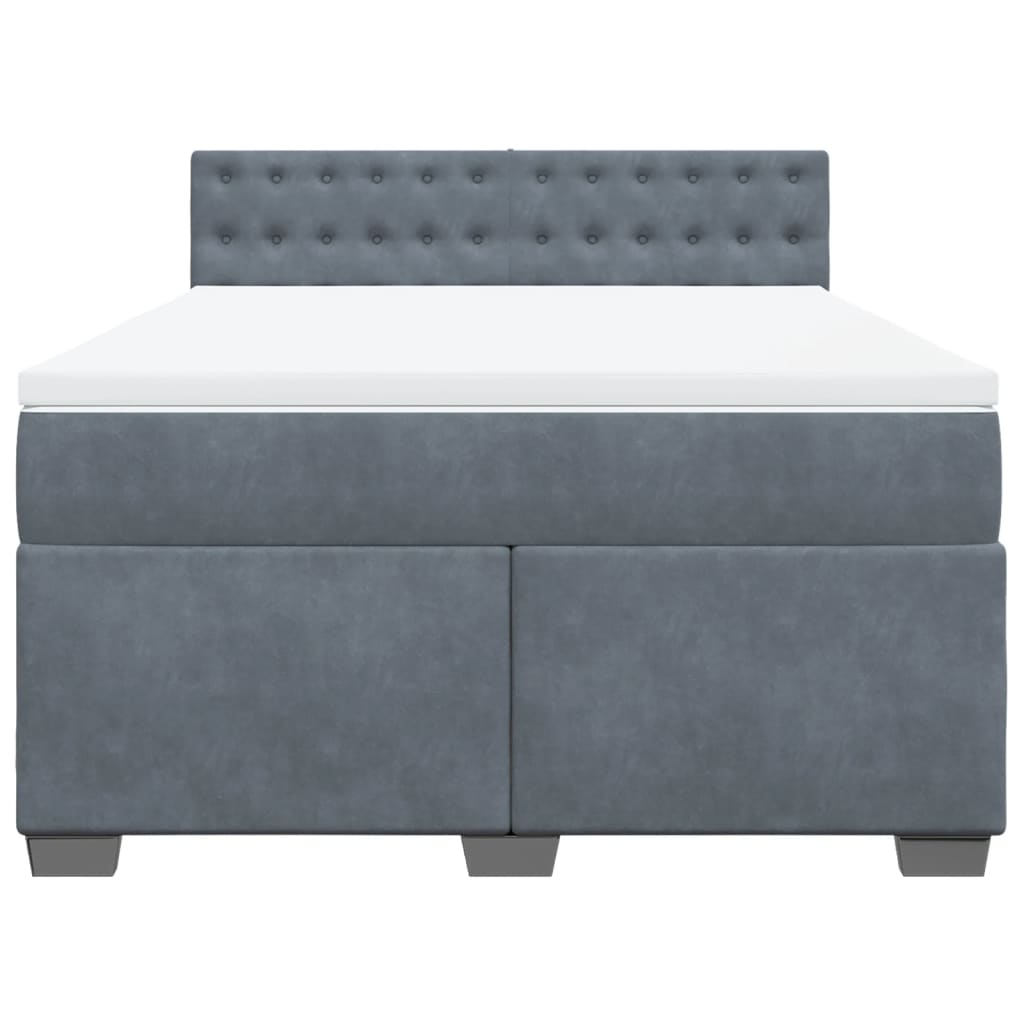 Boxspring met matras fluweel donkergrijs 140x190 cm