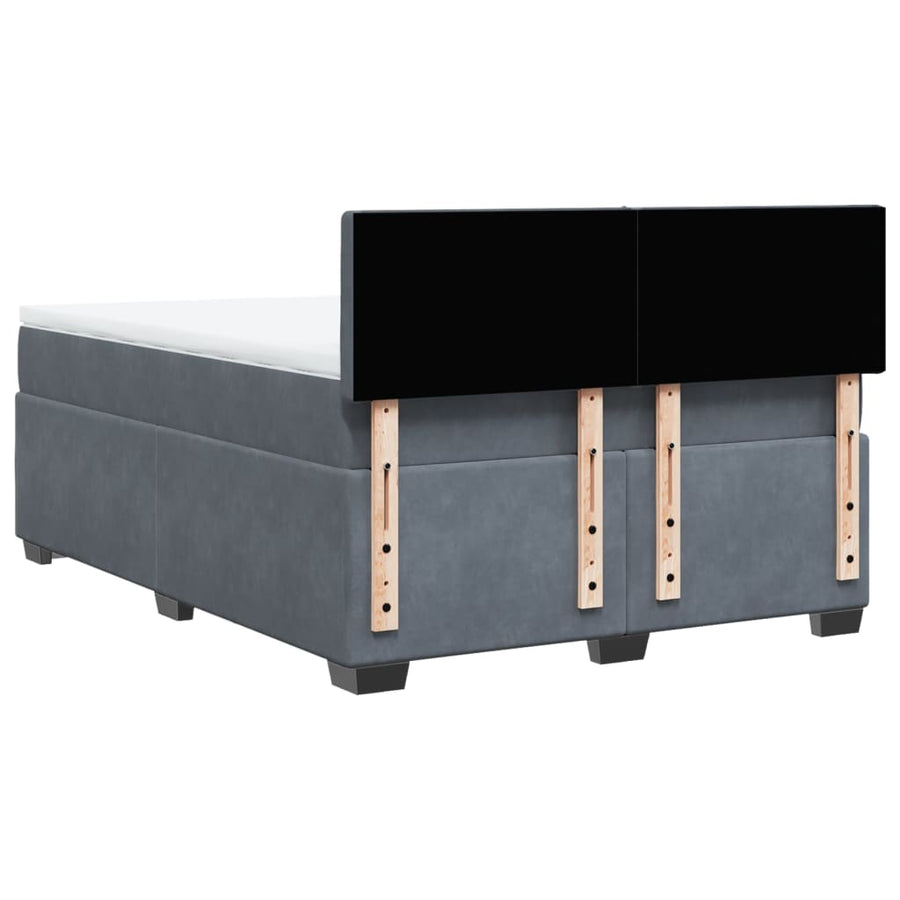 Boxspring met matras fluweel donkergrijs 140x190 cm