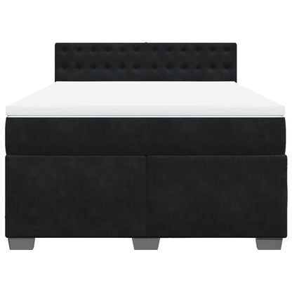 Boxspring met matras fluweel zwart 140x190 cm