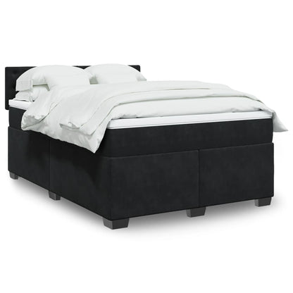 Boxspring met matras fluweel zwart 140x190 cm