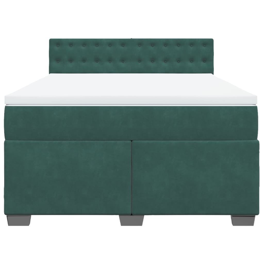 Boxspring met matras fluweel donkergroen 140x190 cm