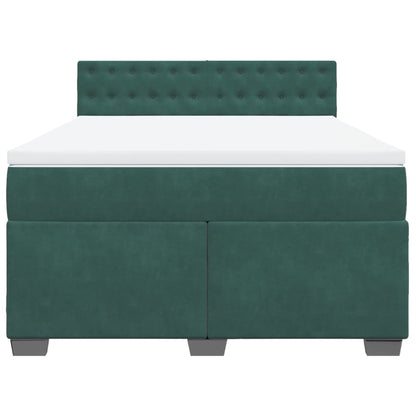 Boxspring met matras fluweel donkergroen 140x190 cm