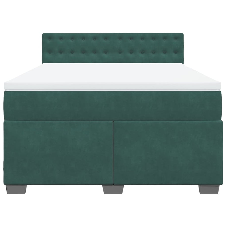 Boxspring met matras fluweel donkergroen 140x190 cm