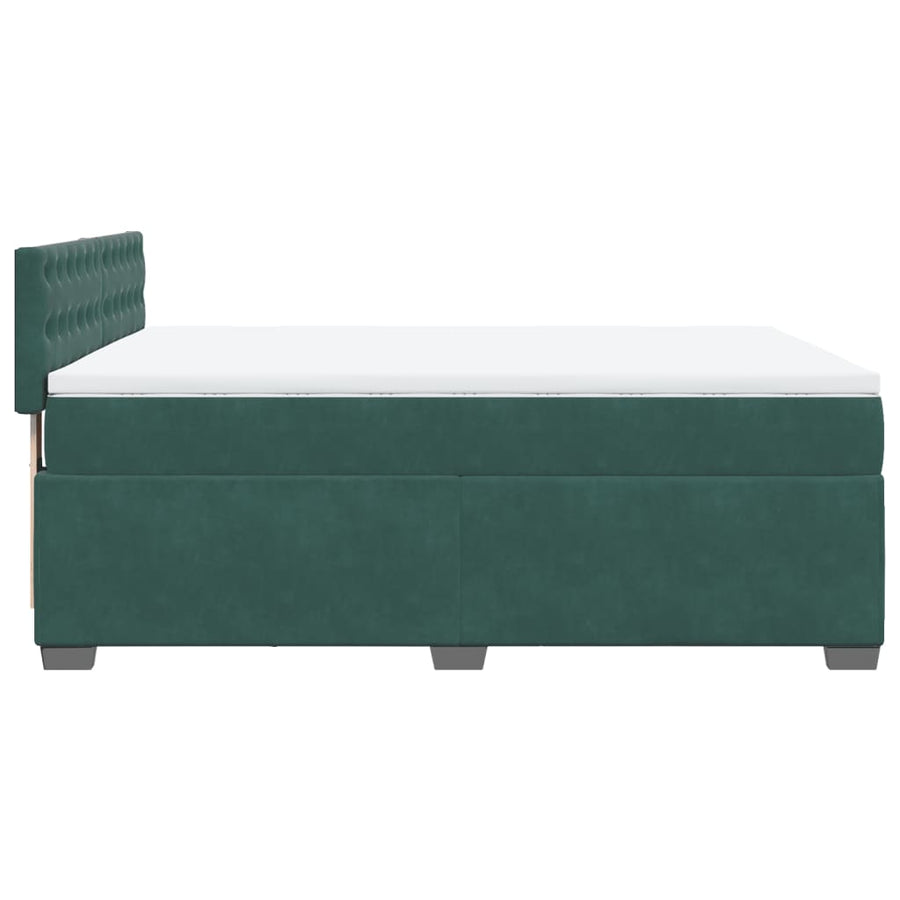 Boxspring met matras fluweel donkergroen 140x190 cm