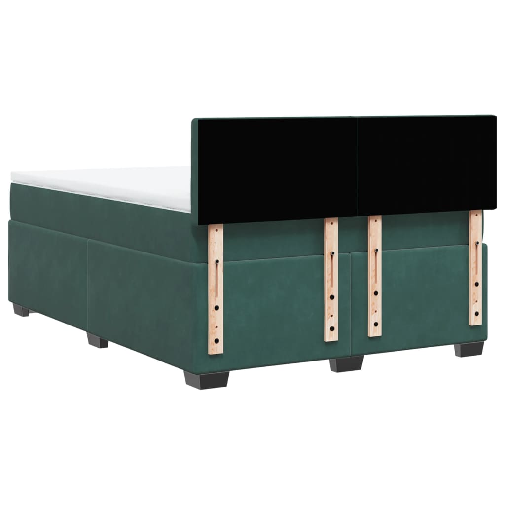 Boxspring met matras fluweel donkergroen 140x190 cm