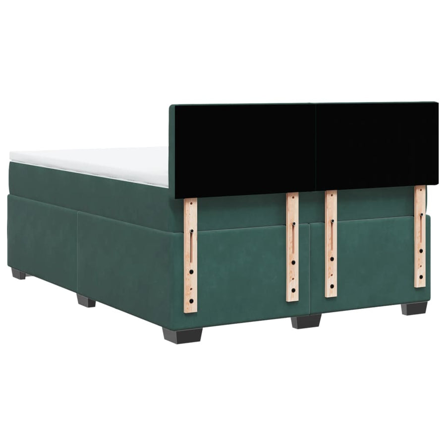 Boxspring met matras fluweel donkergroen 140x190 cm