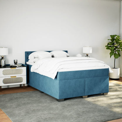 Boxspring met matras fluweel donkerblauw 140x190 cm