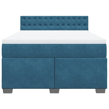 Boxspring met matras fluweel donkerblauw 140x190 cm