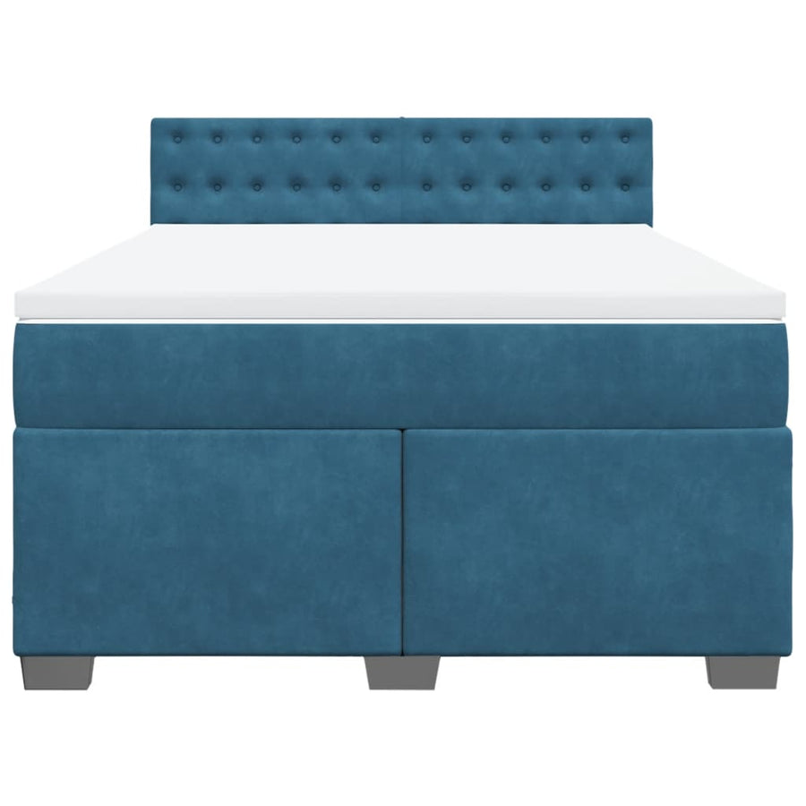 Boxspring met matras fluweel donkerblauw 140x190 cm