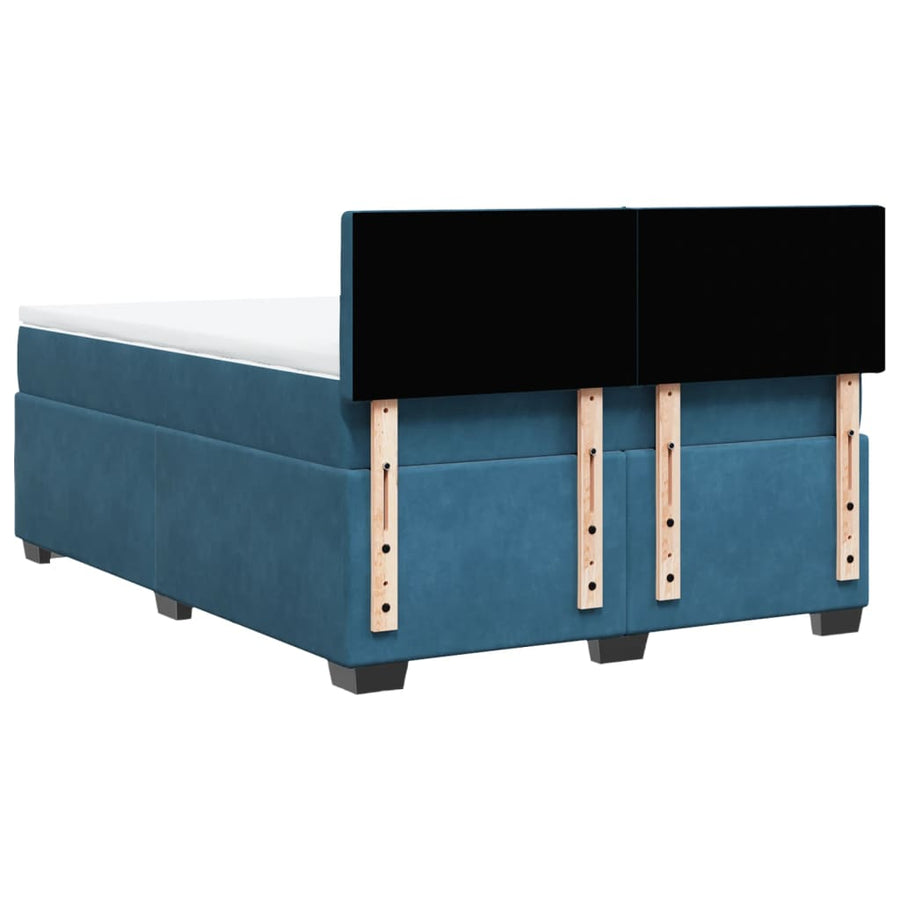 Boxspring met matras fluweel donkerblauw 140x190 cm