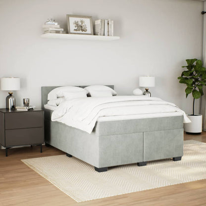 Boxspring met matras fluweel lichtgrijs 140x200 cm