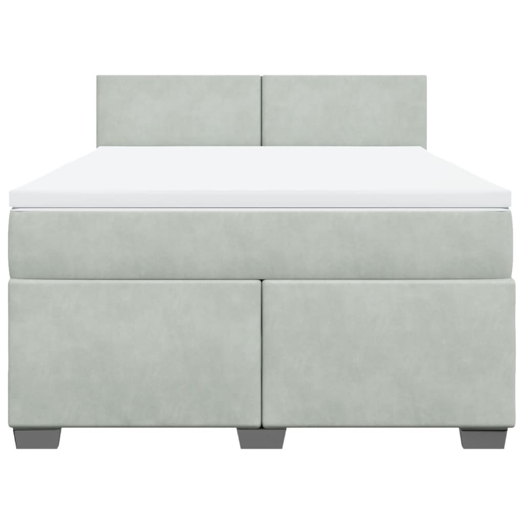 Boxspring met matras fluweel lichtgrijs 140x200 cm