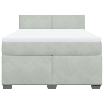 Boxspring met matras fluweel lichtgrijs 140x200 cm