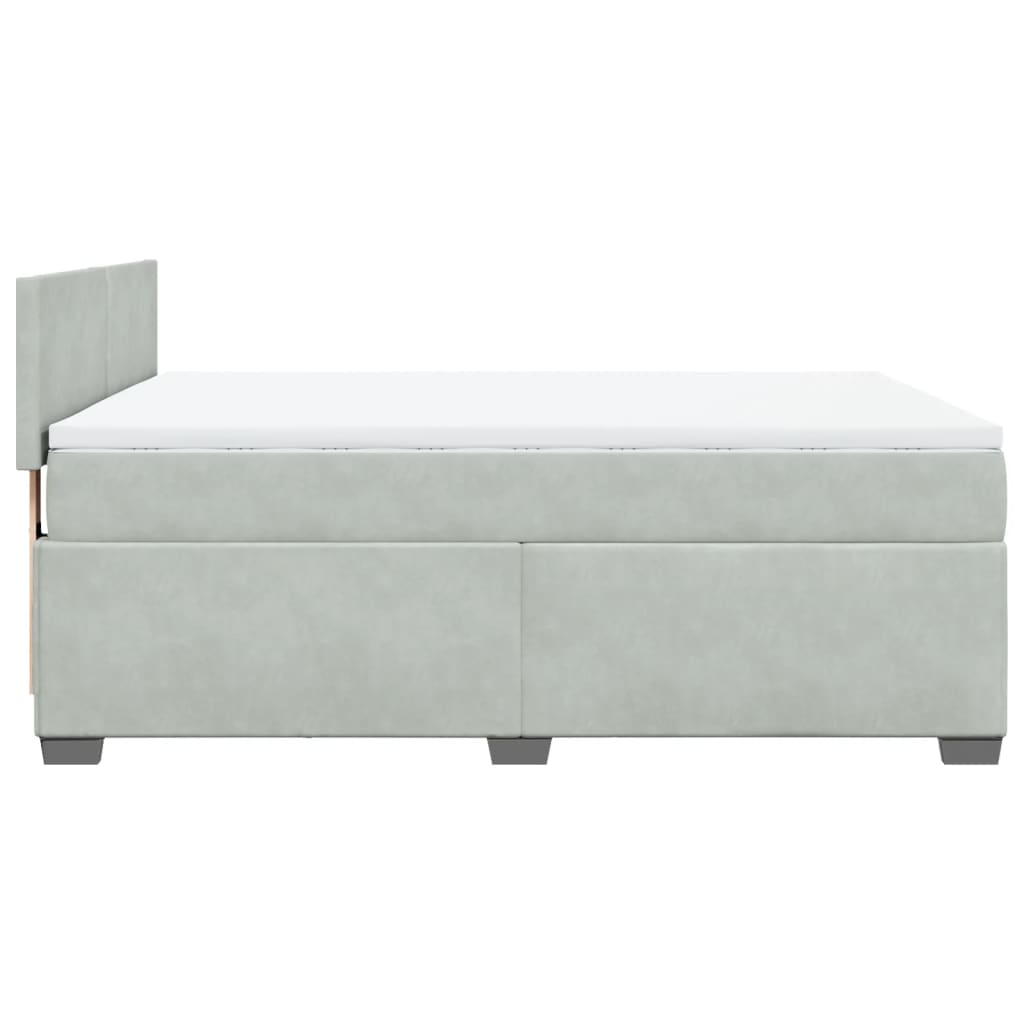 Boxspring met matras fluweel lichtgrijs 140x200 cm