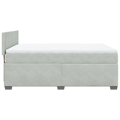 Boxspring met matras fluweel lichtgrijs 140x200 cm