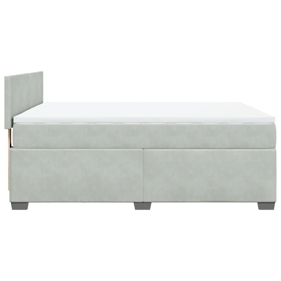 Boxspring met matras fluweel lichtgrijs 140x200 cm
