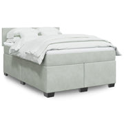 Box spring with velvet mattress light grey 140x200 cm