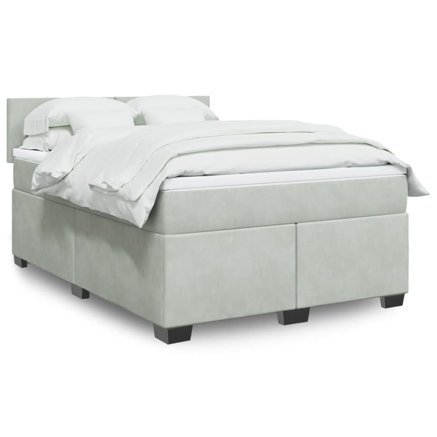 Boxspring met matras fluweel lichtgrijs 140x200 cm
