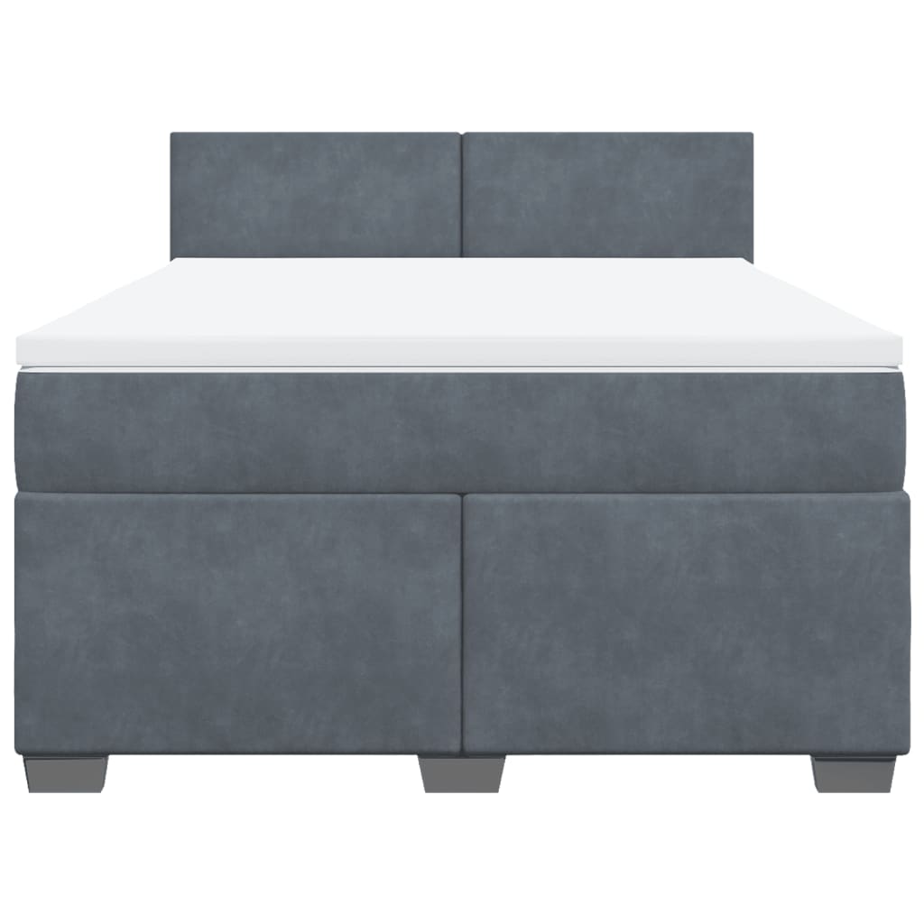 Boxspring met matras fluweel donkergrijs 140x200 cm