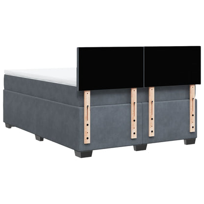 Boxspring met matras fluweel donkergrijs 140x200 cm