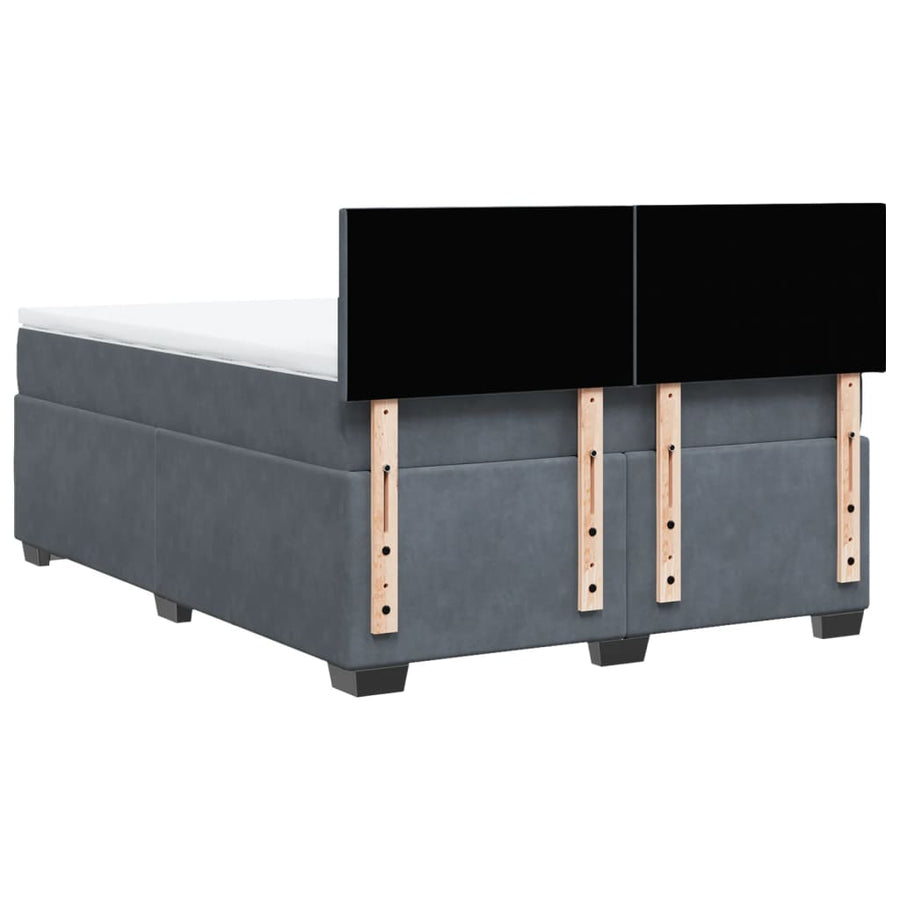 Boxspring met matras fluweel donkergrijs 140x200 cm