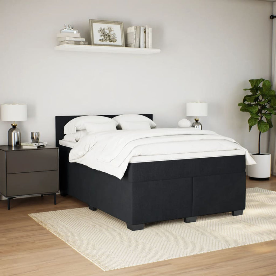 Boxspring met matras fluweel zwart 140x200 cm