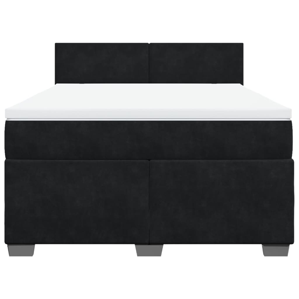 Boxspring met matras fluweel zwart 140x200 cm