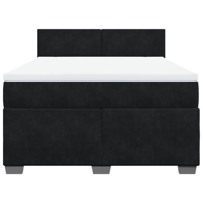 Boxspring met matras fluweel zwart 140x200 cm