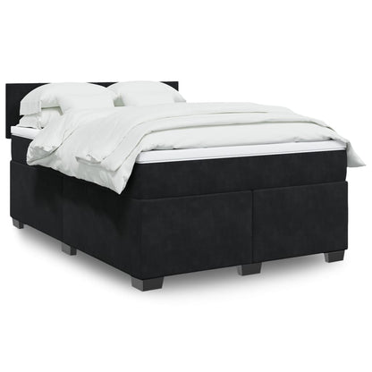 Boxspring met matras fluweel zwart 140x200 cm