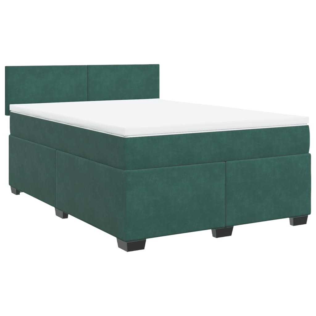 Boxspring met matras fluweel donkergroen 140x200 cm