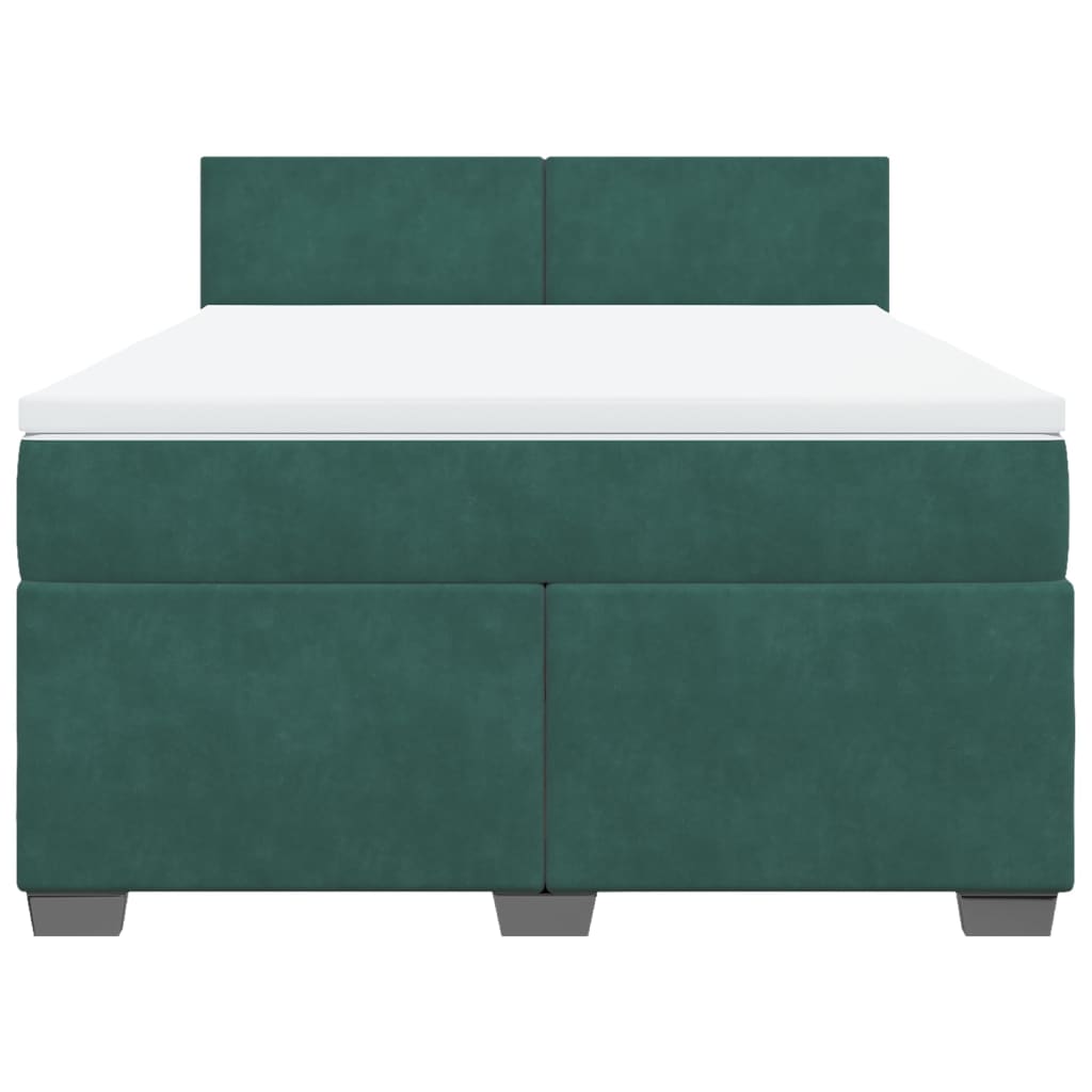 Boxspring met matras fluweel donkergroen 140x200 cm