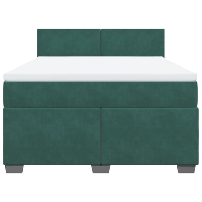 Boxspring met matras fluweel donkergroen 140x200 cm