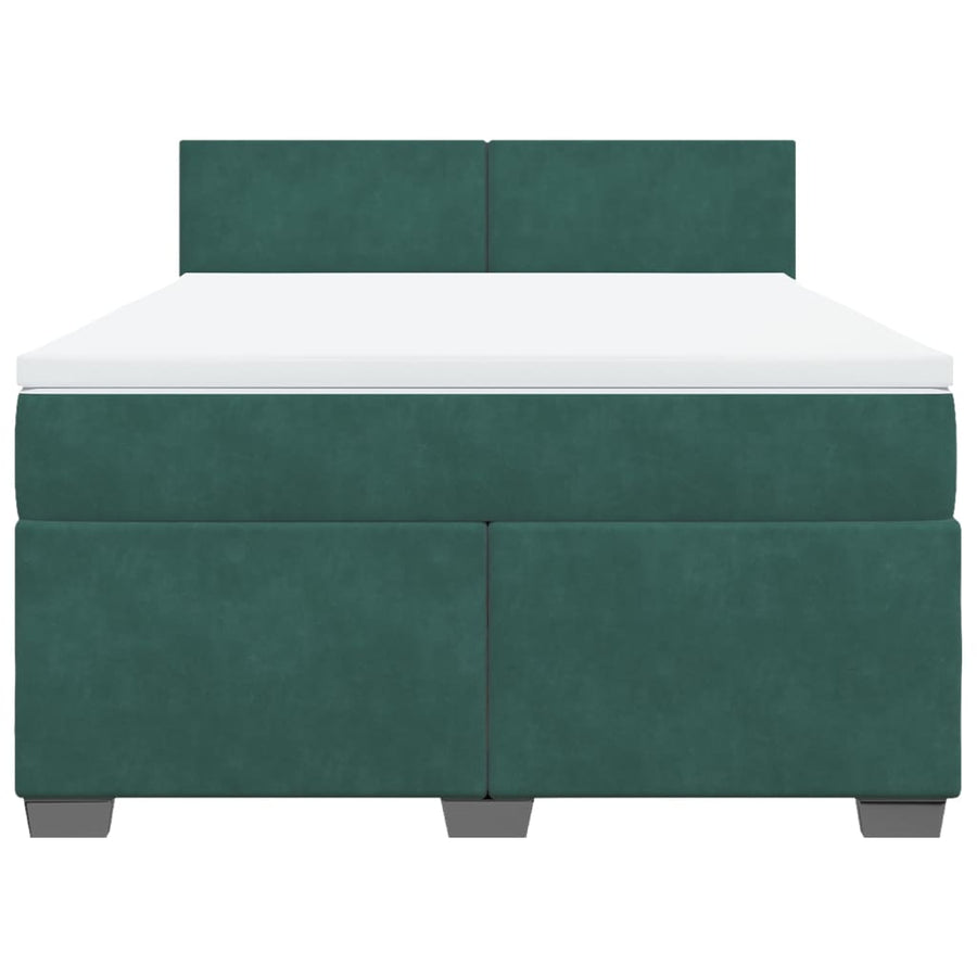 Boxspring met matras fluweel donkergroen 140x200 cm