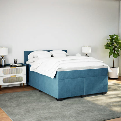 Boxspring met matras fluweel donkerblauw 140x200 cm