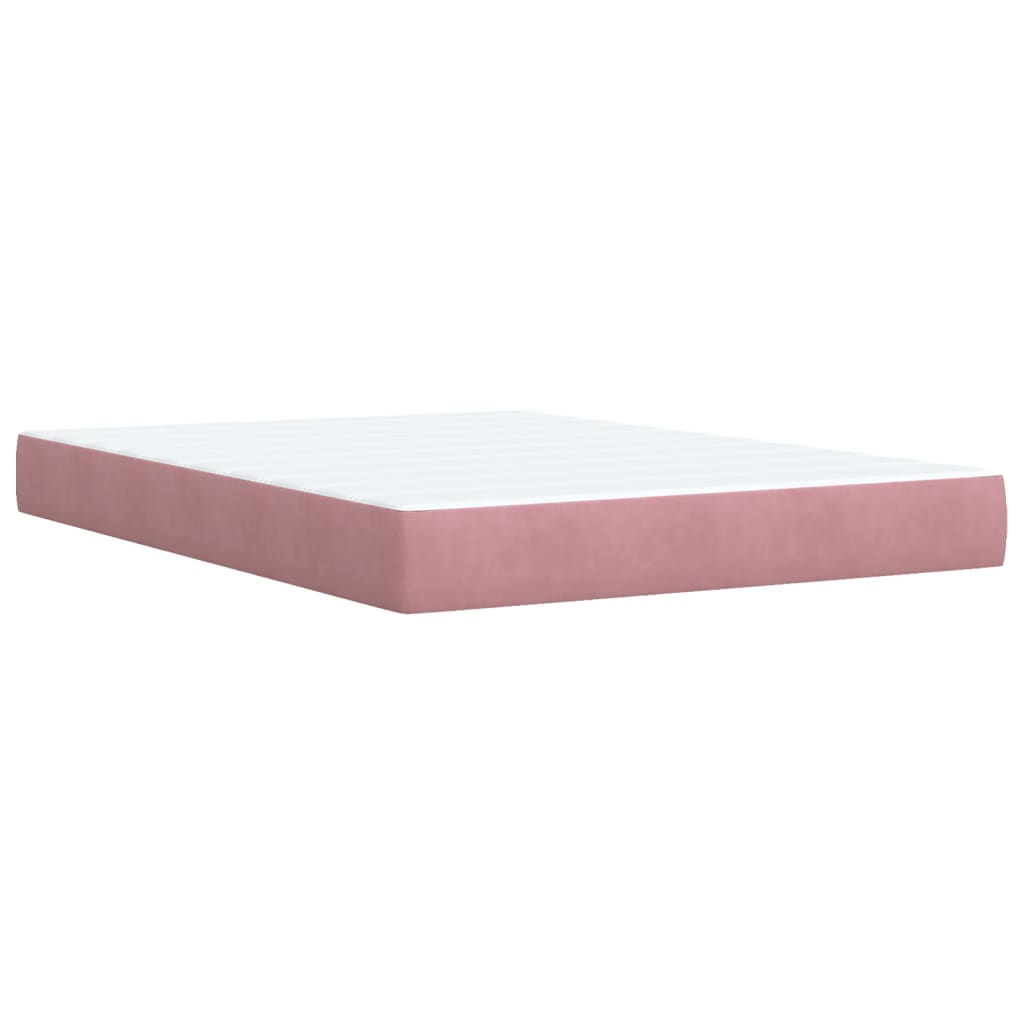 Boxspring met matras fluweel donkerroze 140x200 cm