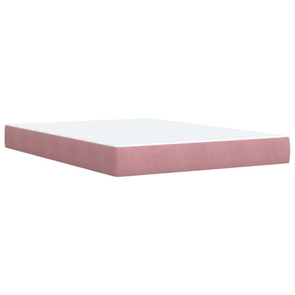 Boxspring met matras fluweel donkerroze 140x200 cm