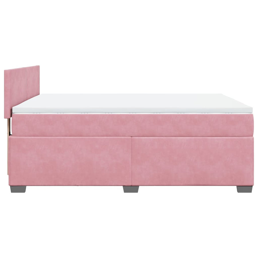 Boxspring met matras fluweel donkerroze 140x200 cm