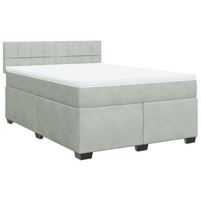 Boxspring met matras fluweel lichtgrijs 140x200 cm