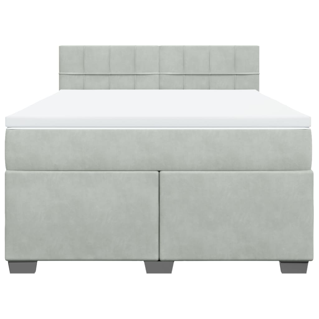Boxspring met matras fluweel lichtgrijs 140x200 cm